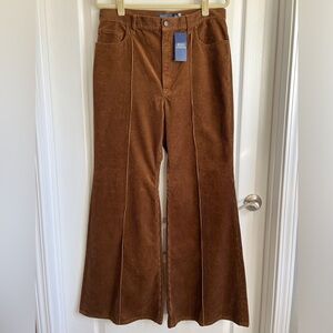 NWT Polo Ralph Lauren Women Brown Cocoa Pintucked Corduroy Flare Pant Size 12